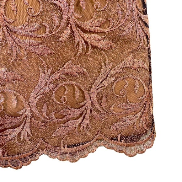 Rimini by Shaw bronze metallic embroidered short sleeve dress scalloped hems 8 - Picture 6 of 12
